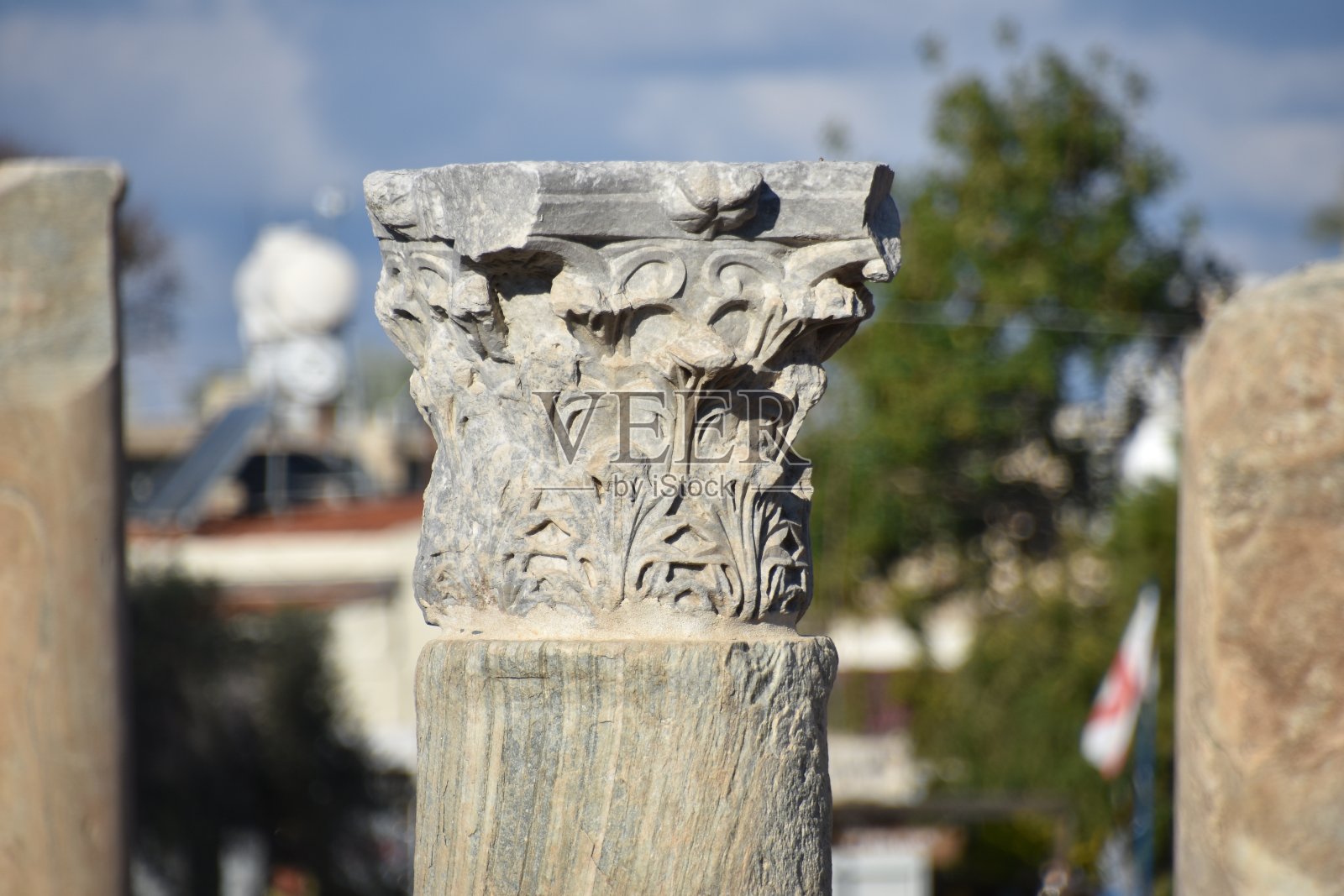 塞浦路斯帕福斯单支古科林斯圆柱照片摄影图片