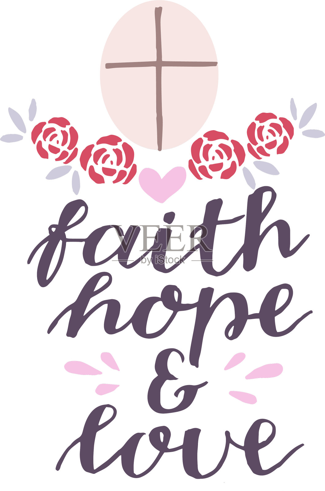 手刻有信念，希望，爱与十字架设计元素图片