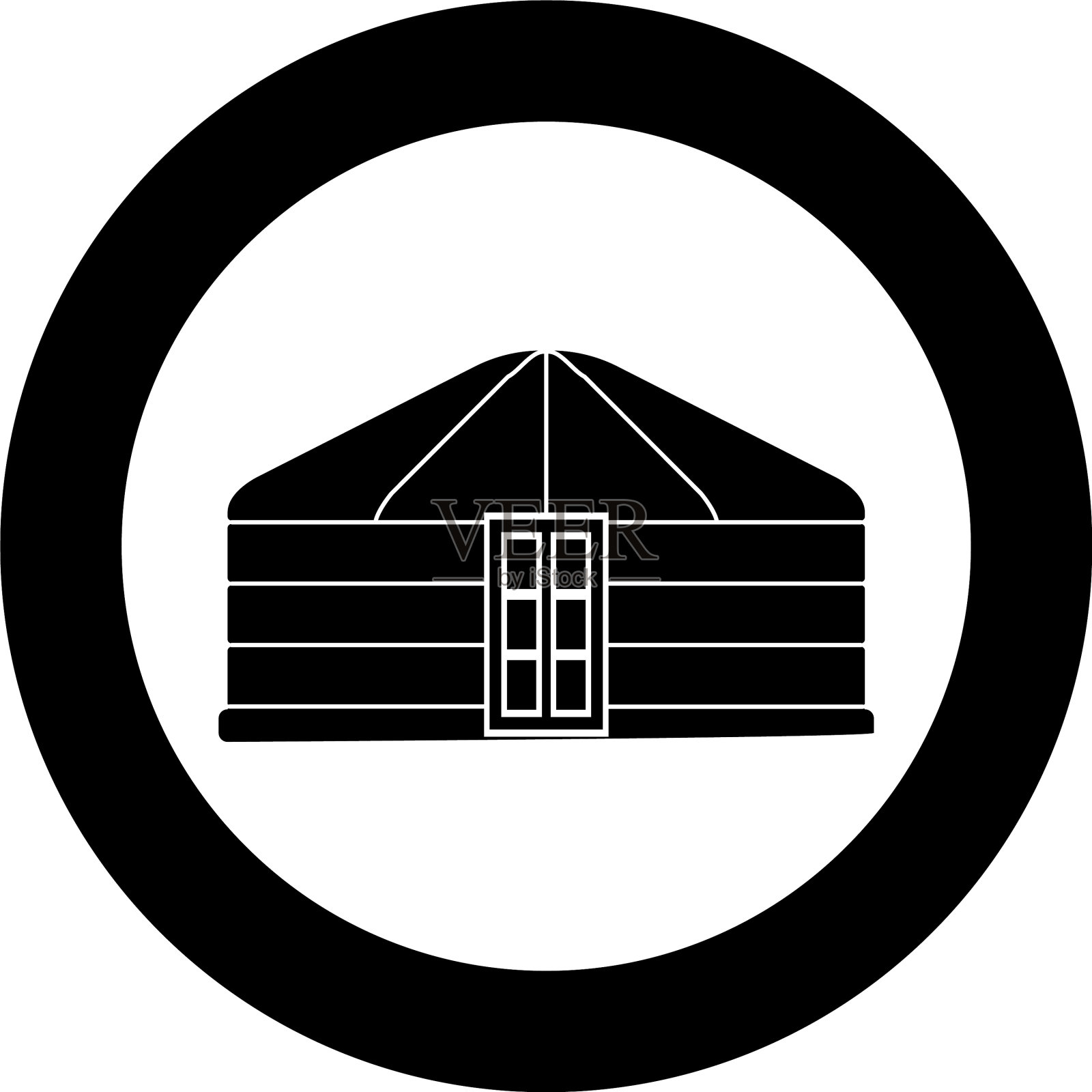 帐篷牧民的可移动的带门的框架住所插画图片素材