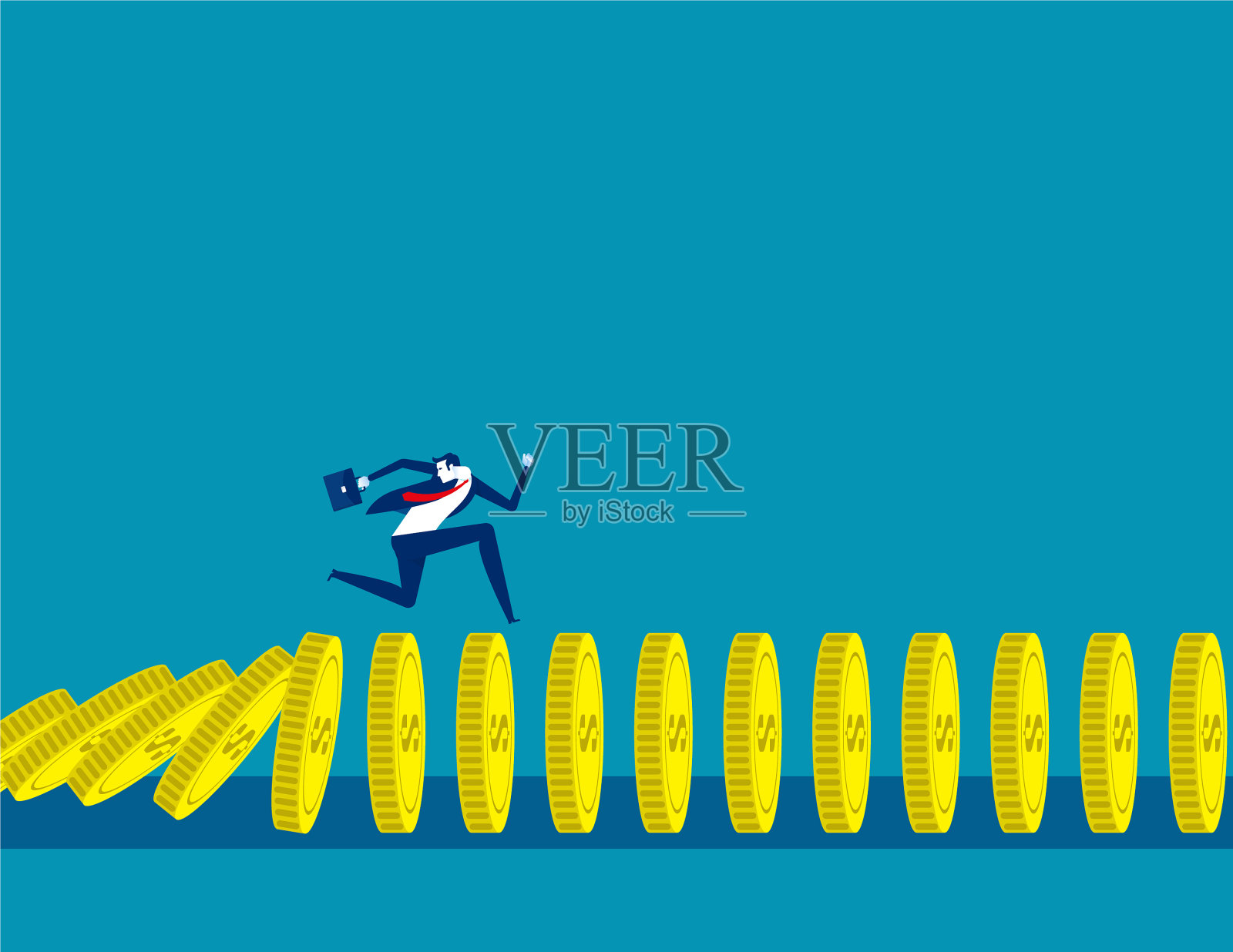 金钱的压力压倒了灾难和插画图片素材