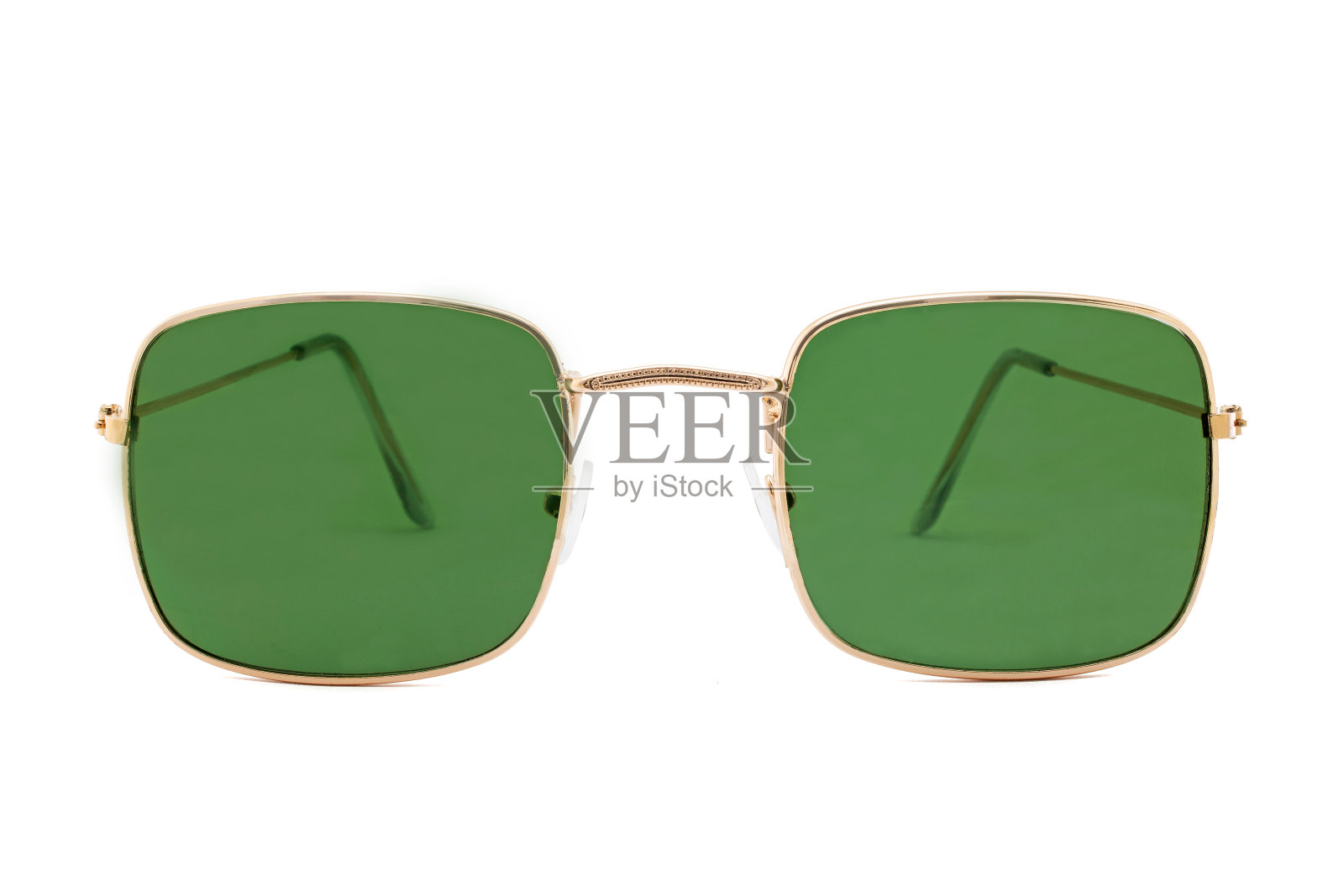 绿色矩形太阳镜孤立在白色照片摄影图片