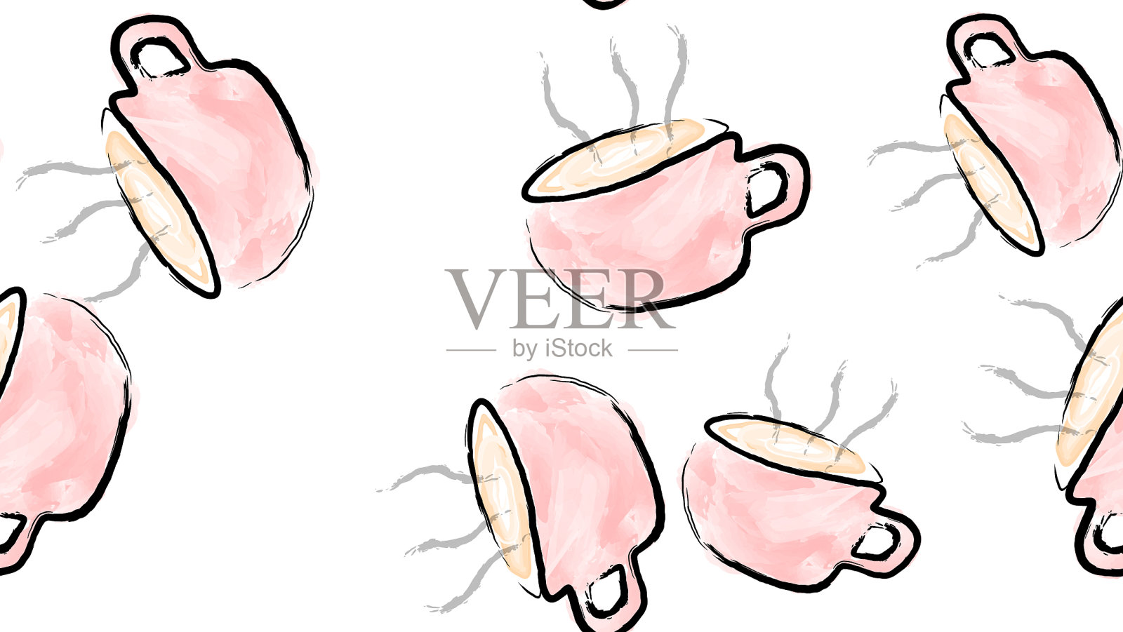 纹路无缝的粉红杯插画图片素材