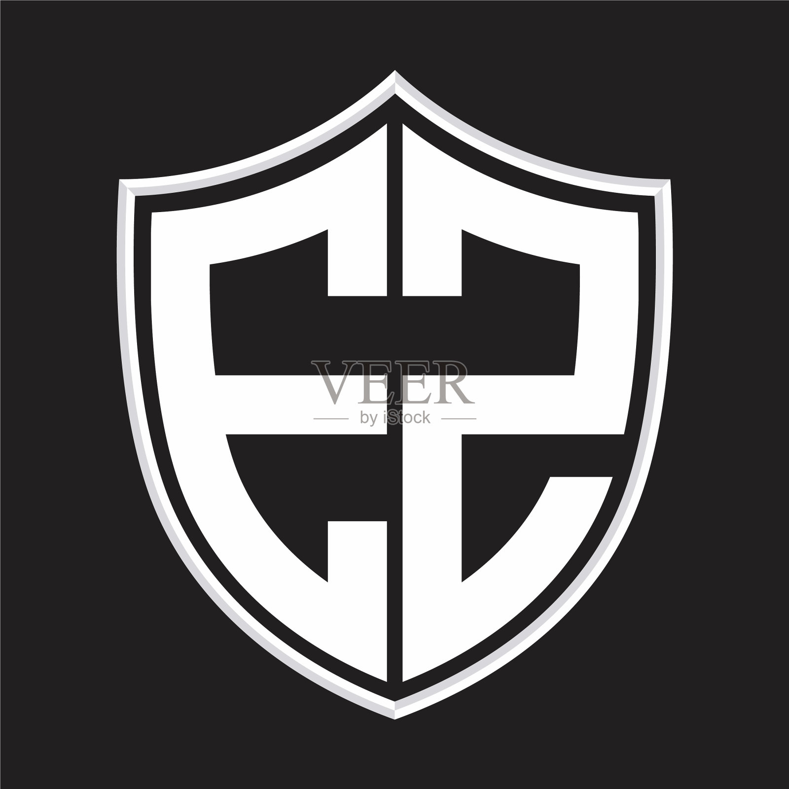 Ez标志字母与屏蔽形状隔离上插画图片素材