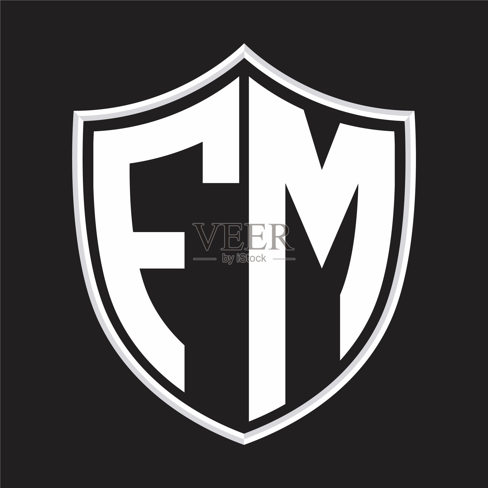 FM标志字母与屏蔽形状隔离插画图片素材