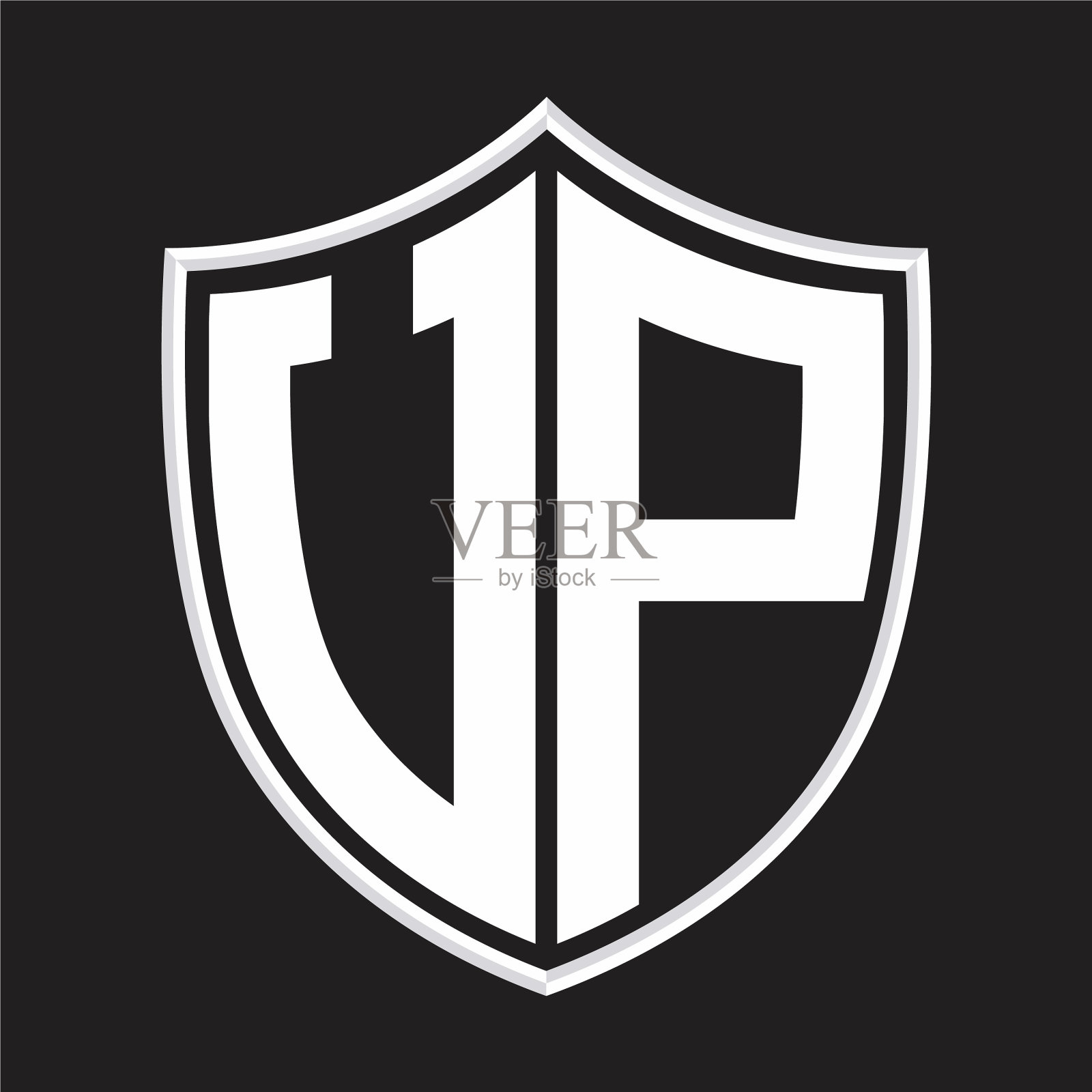 上标志字母与盾牌形状隔离上插画图片素材