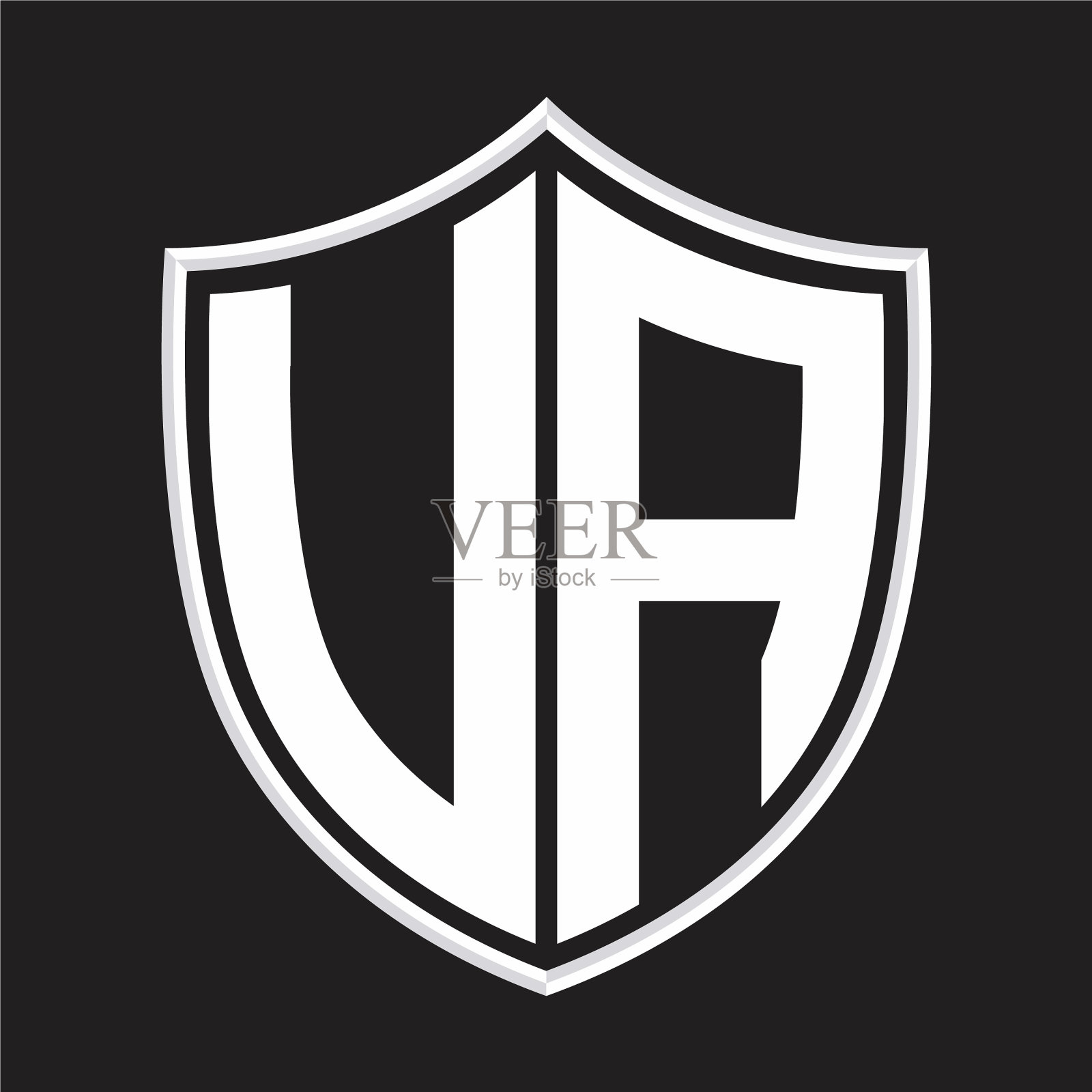 Va标志字母与盾牌形状隔离上插画图片素材