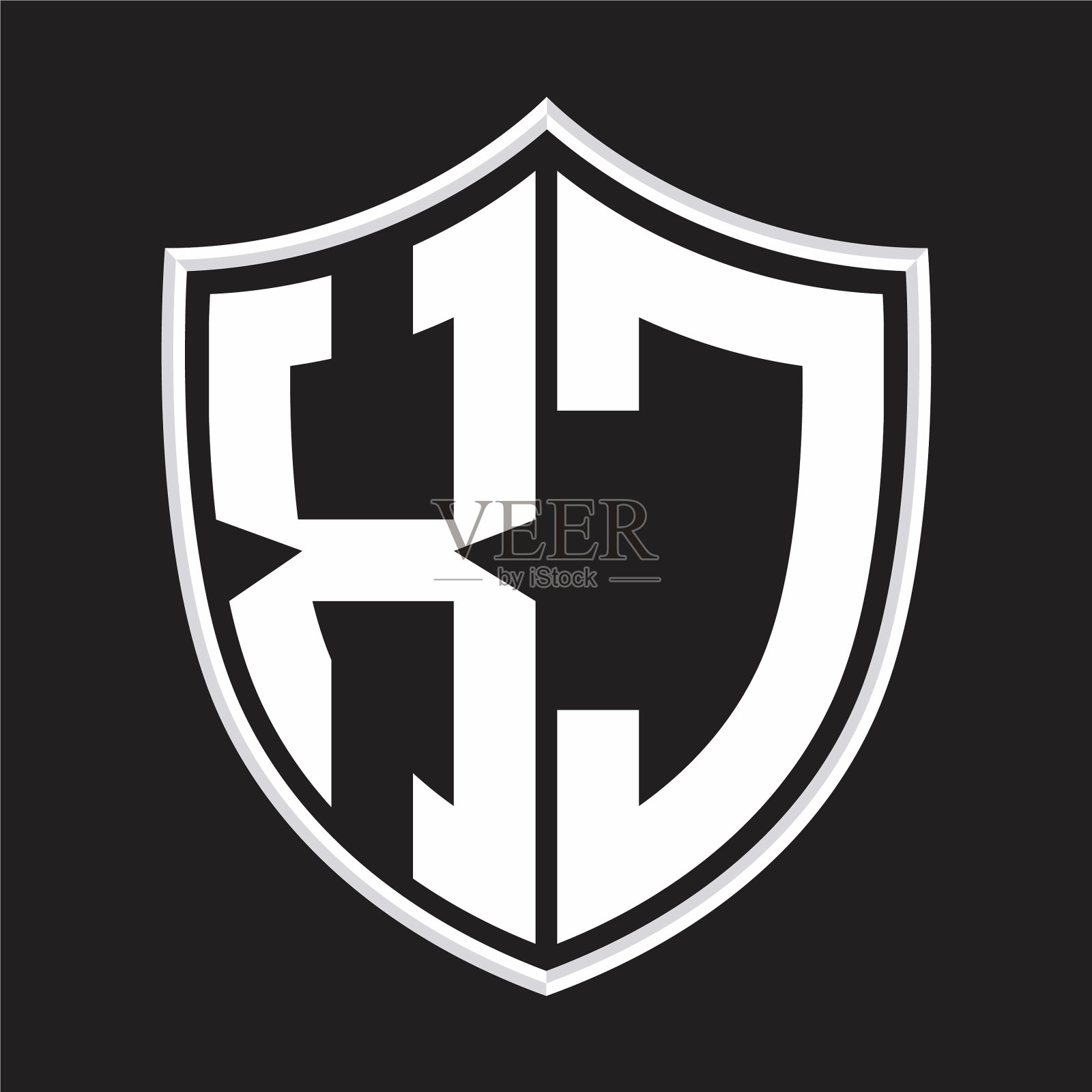 标志与盾牌形状隔离的Xc插画图片素材