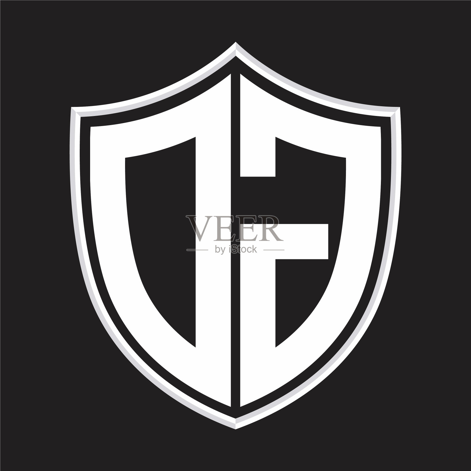 Dg标志字母与屏蔽形状隔离上插画图片素材