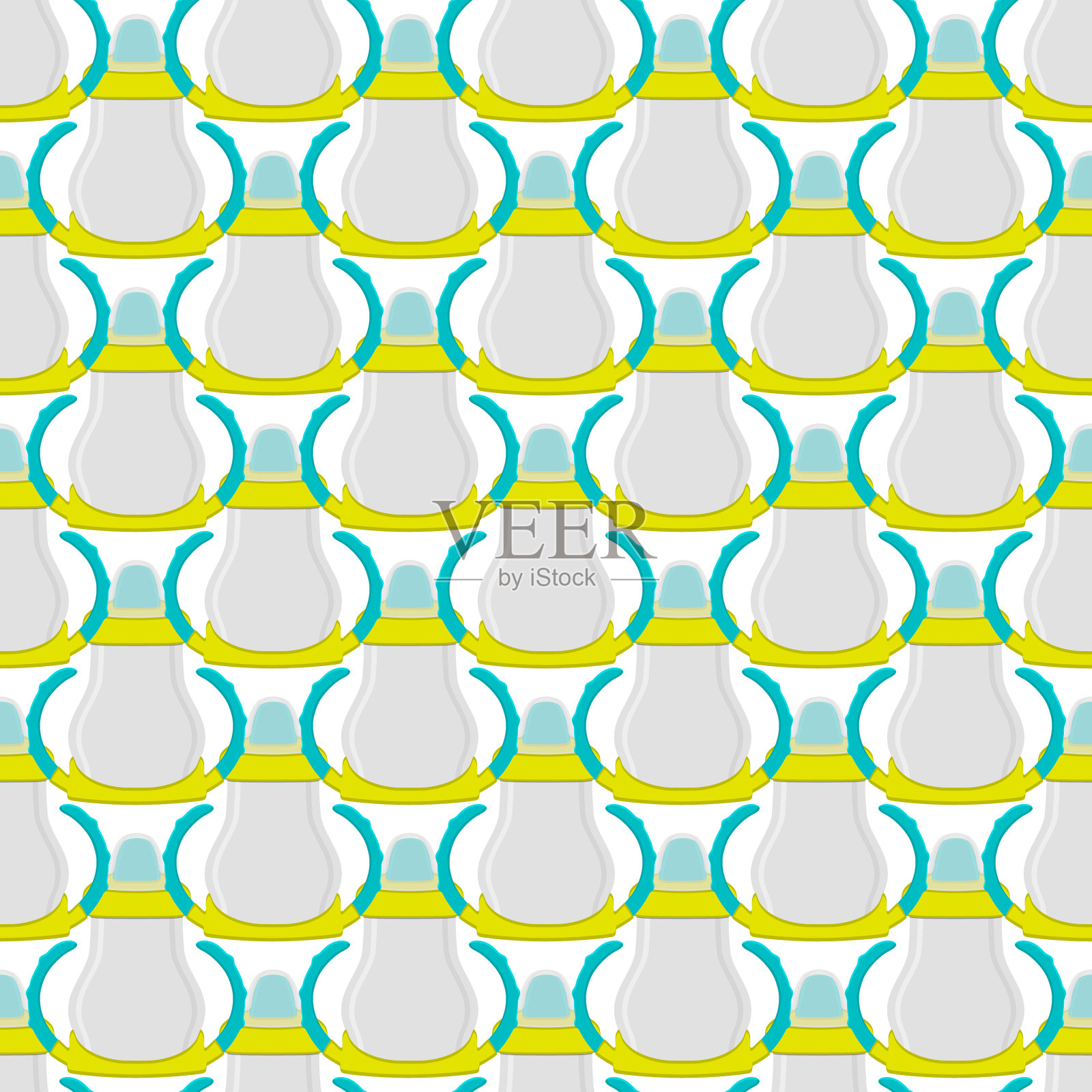 Kit bamilk透明瓶和橡胶奶嘴插画图片素材