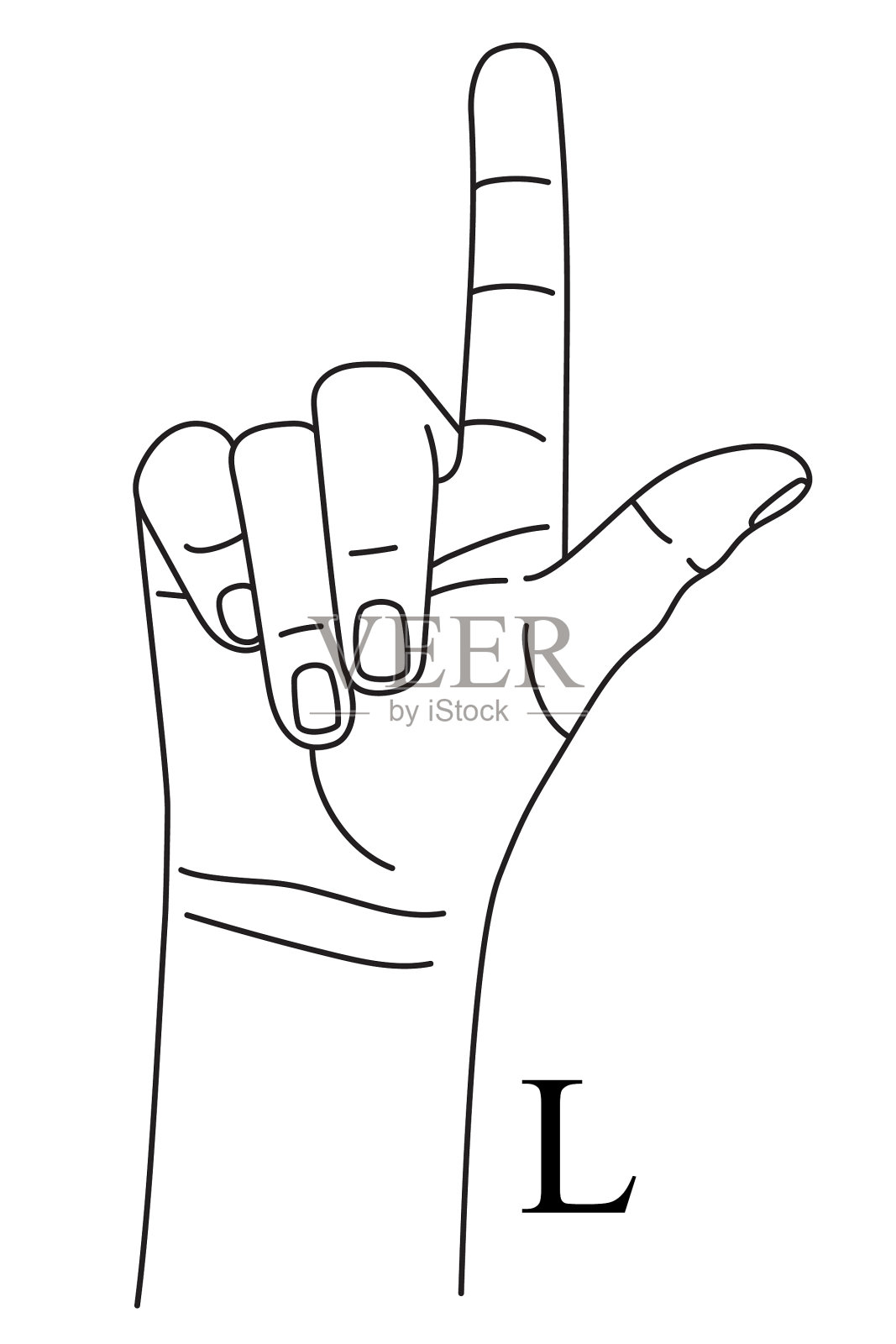 在美国手语中显示字母L的手势。插画图片素材
