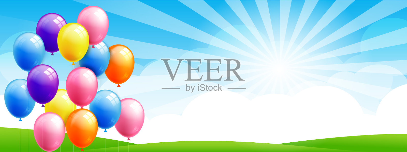 3d组一个逼真的彩色气球001插画图片素材