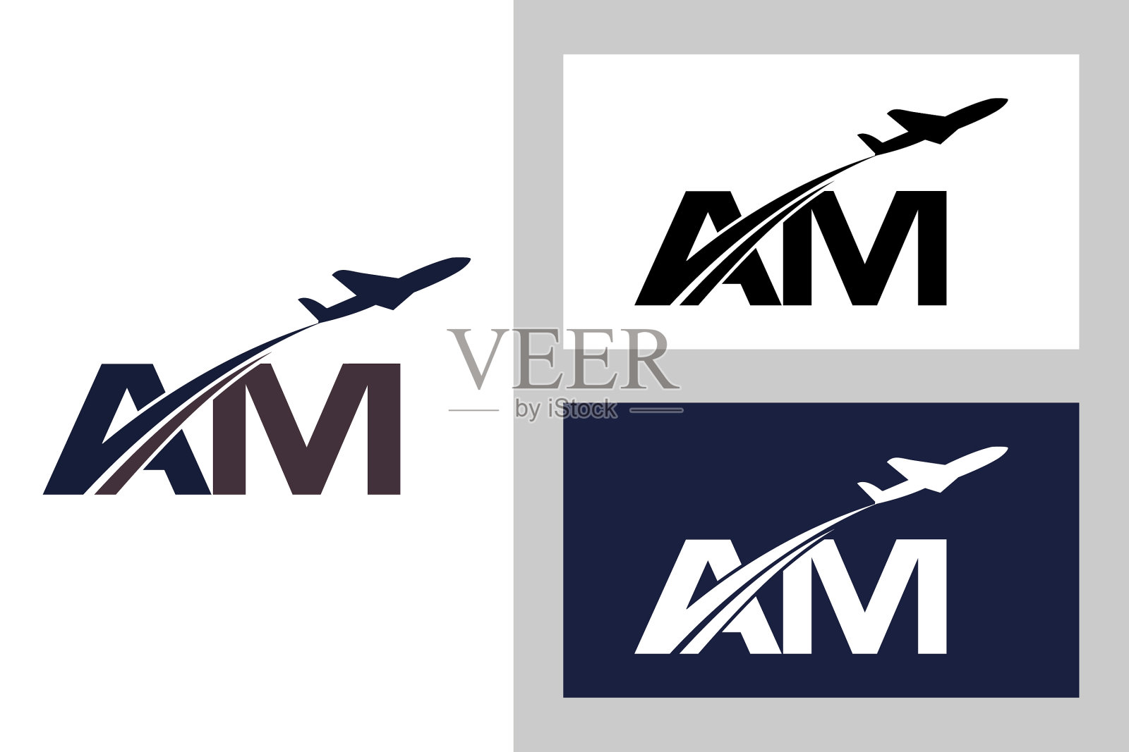 首字母a和m与航空标志设计插画图片素材