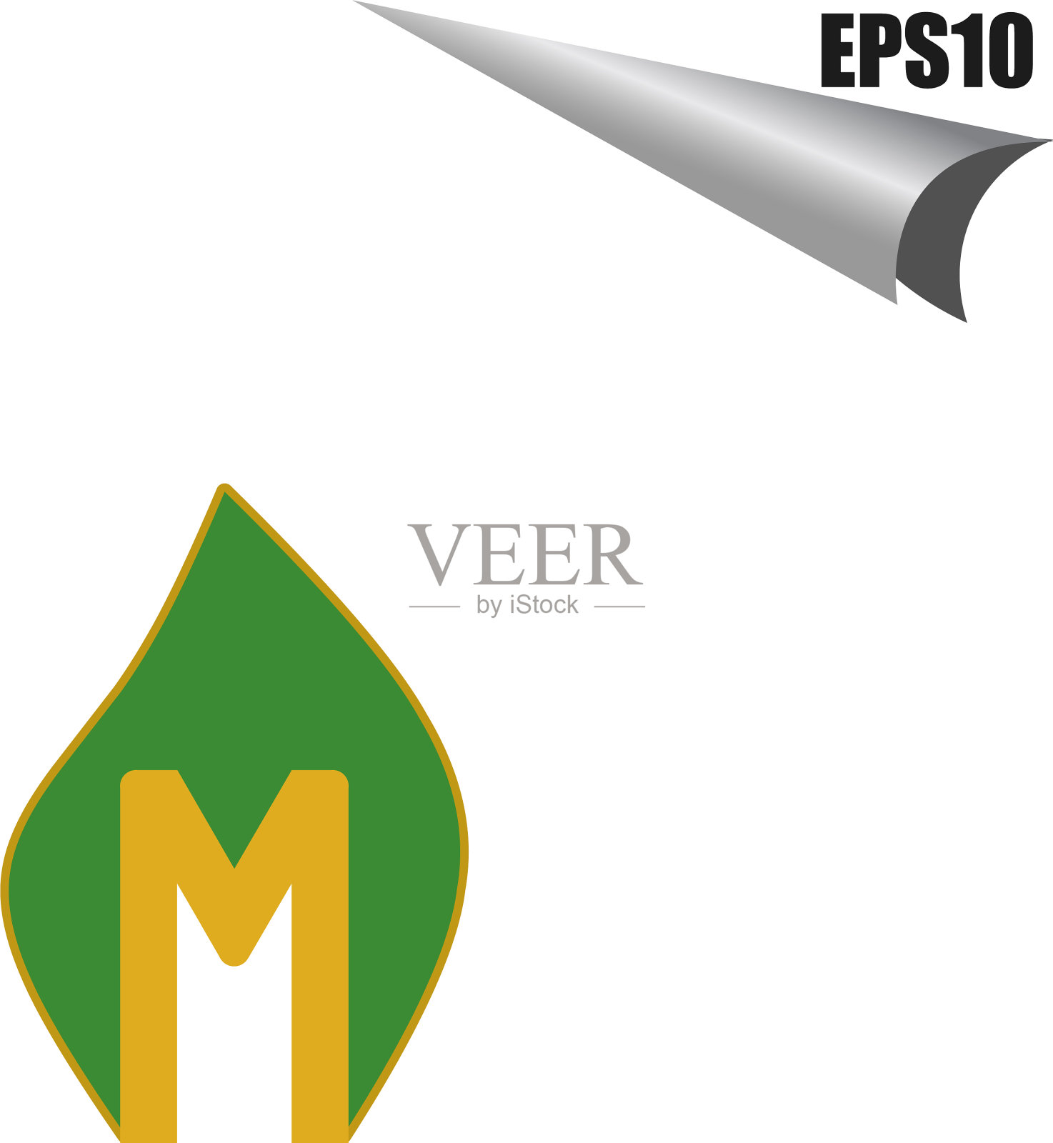 简单的初始字母设计模板叶插画图片素材