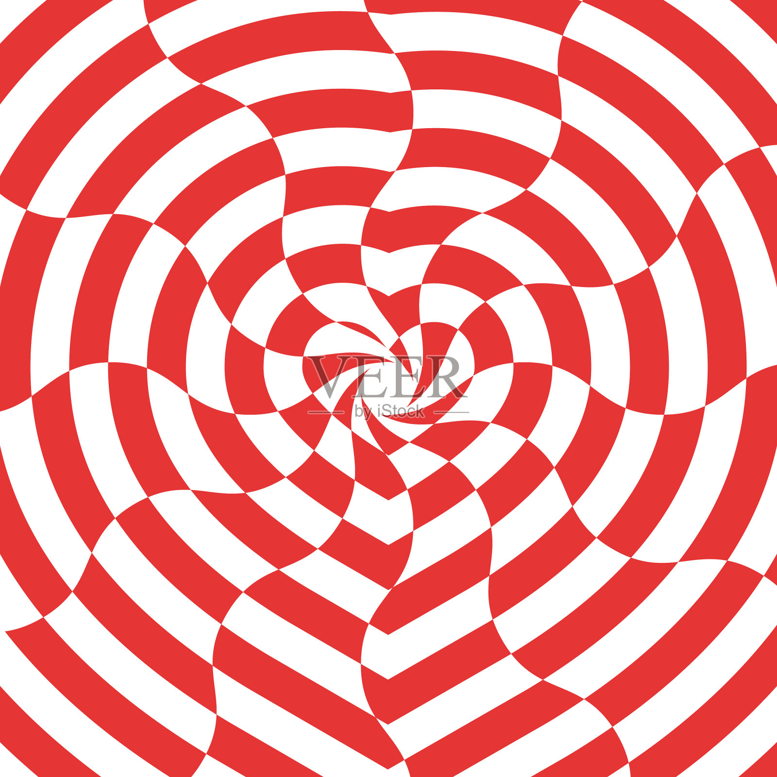 红白相间的心型视错觉插画图片素材