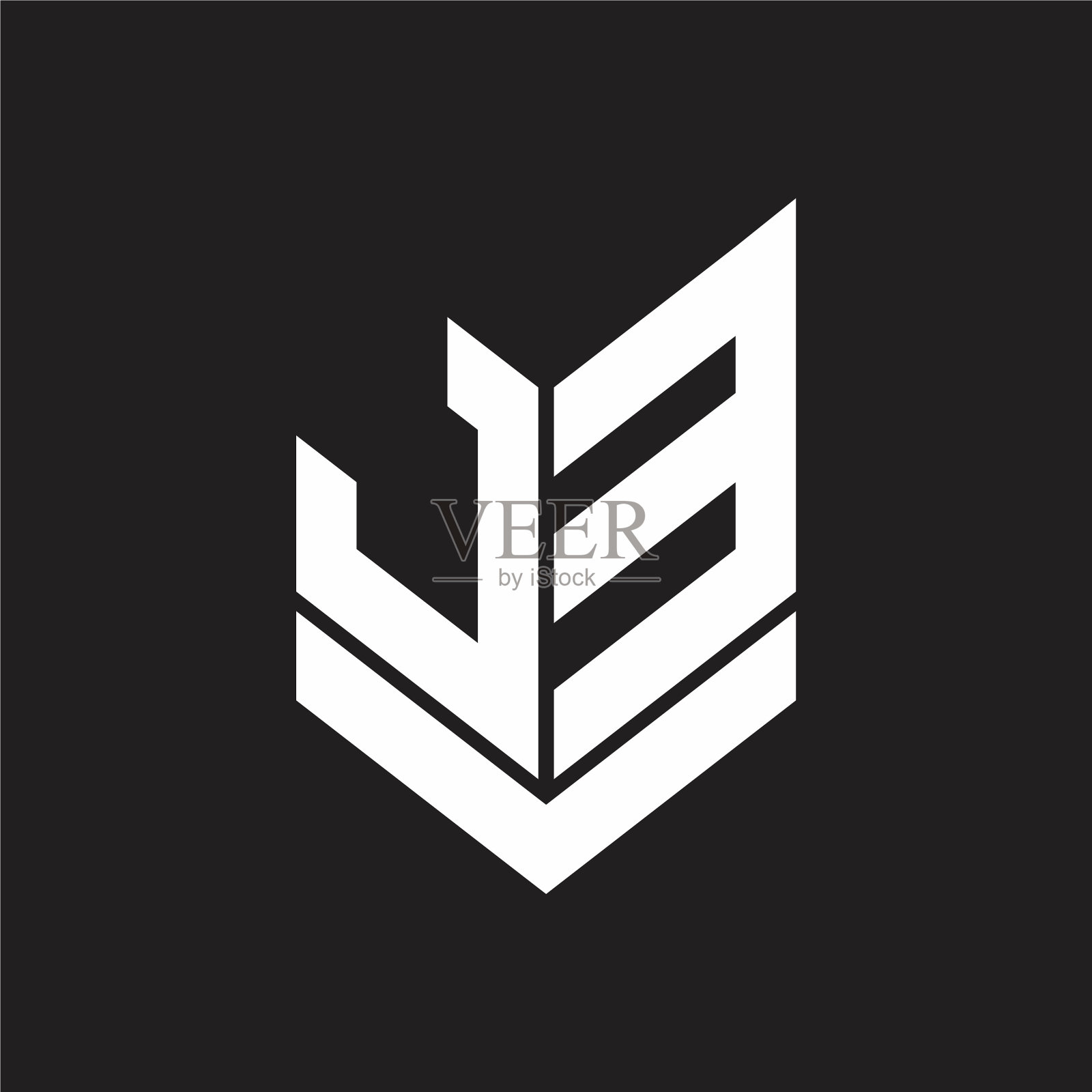 Je徽标采用会徽图案与盾形风格设计插画图片素材