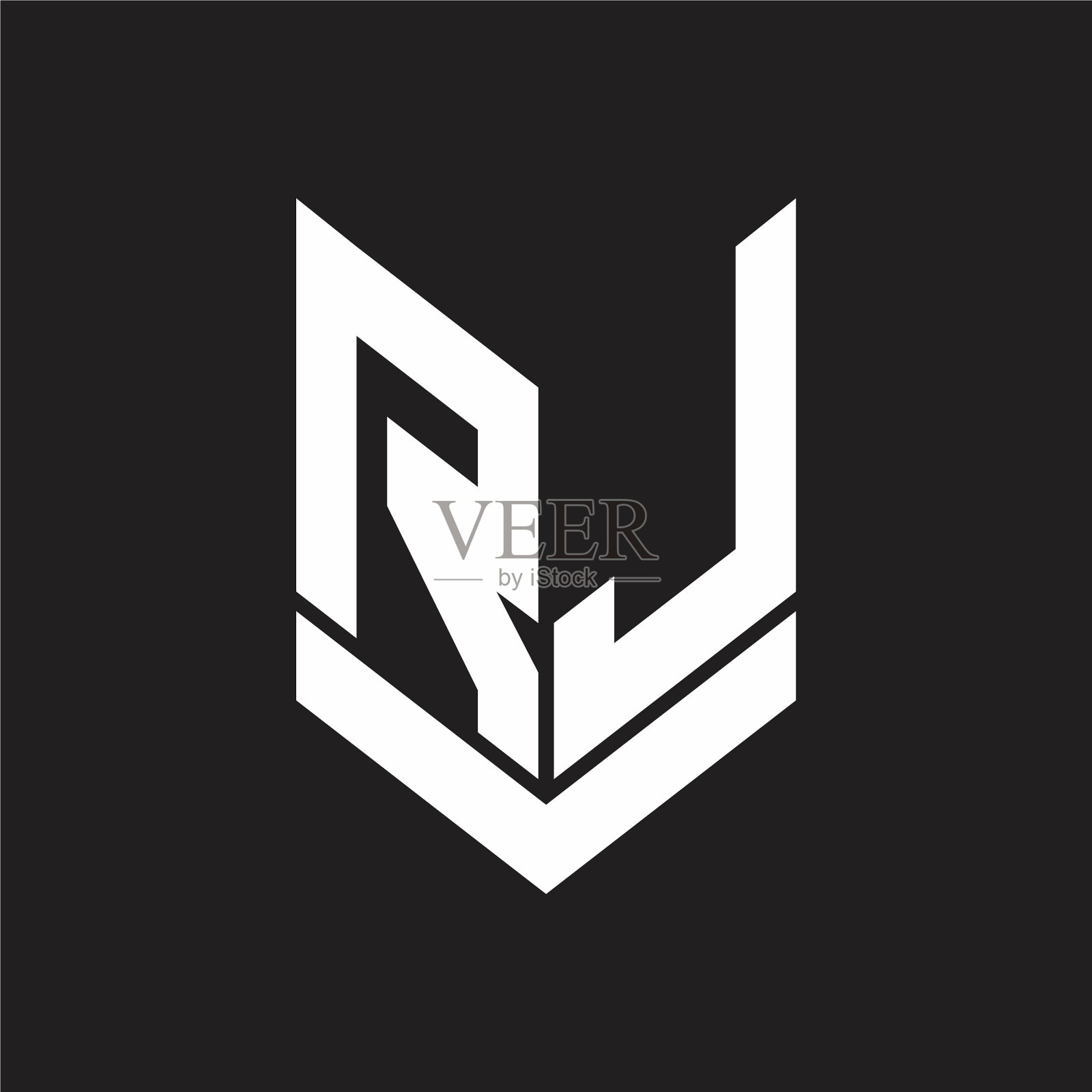 Rj标志与会徽盾形图案风格设计插画图片素材