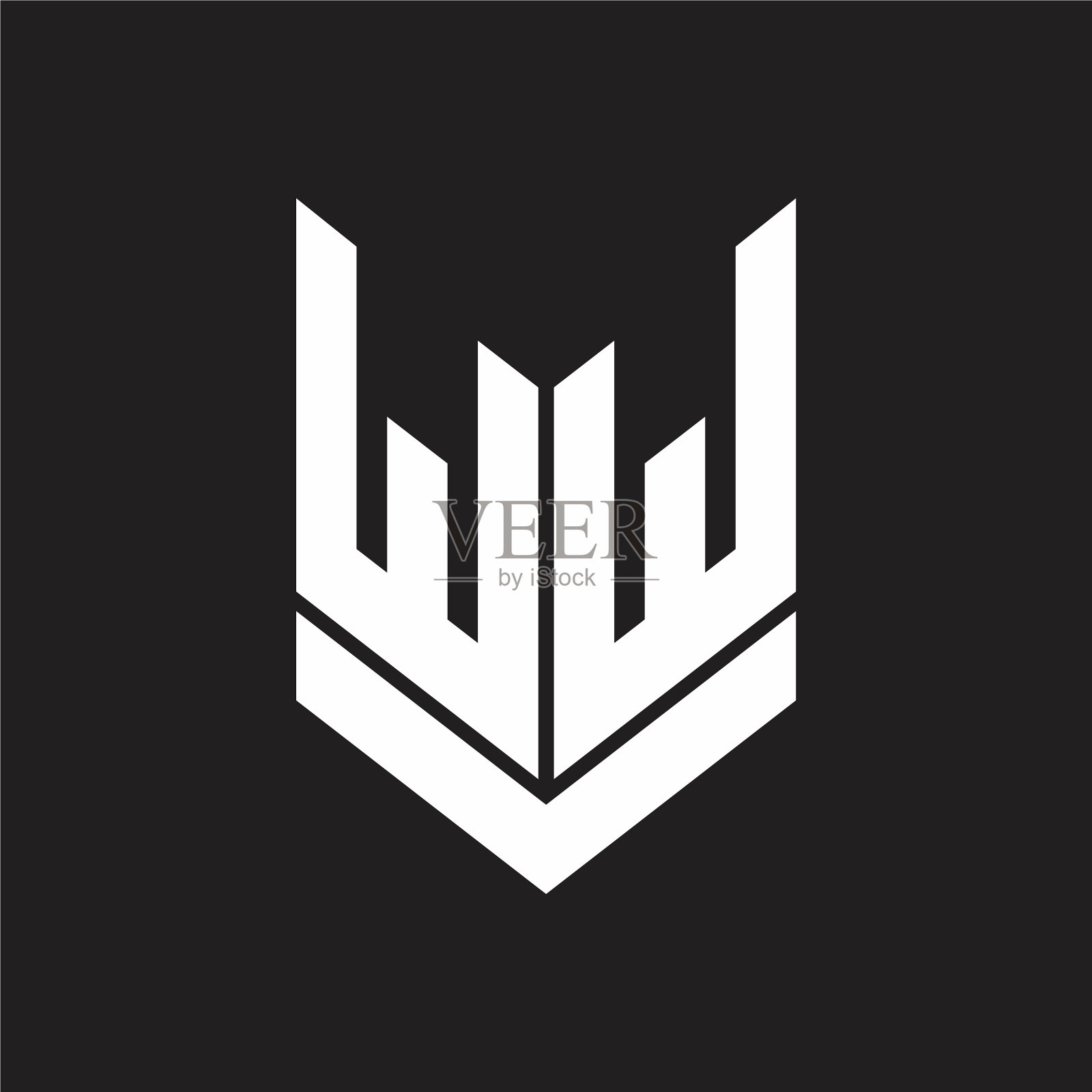 Ww标志与徽盾风格图案设计插画图片素材