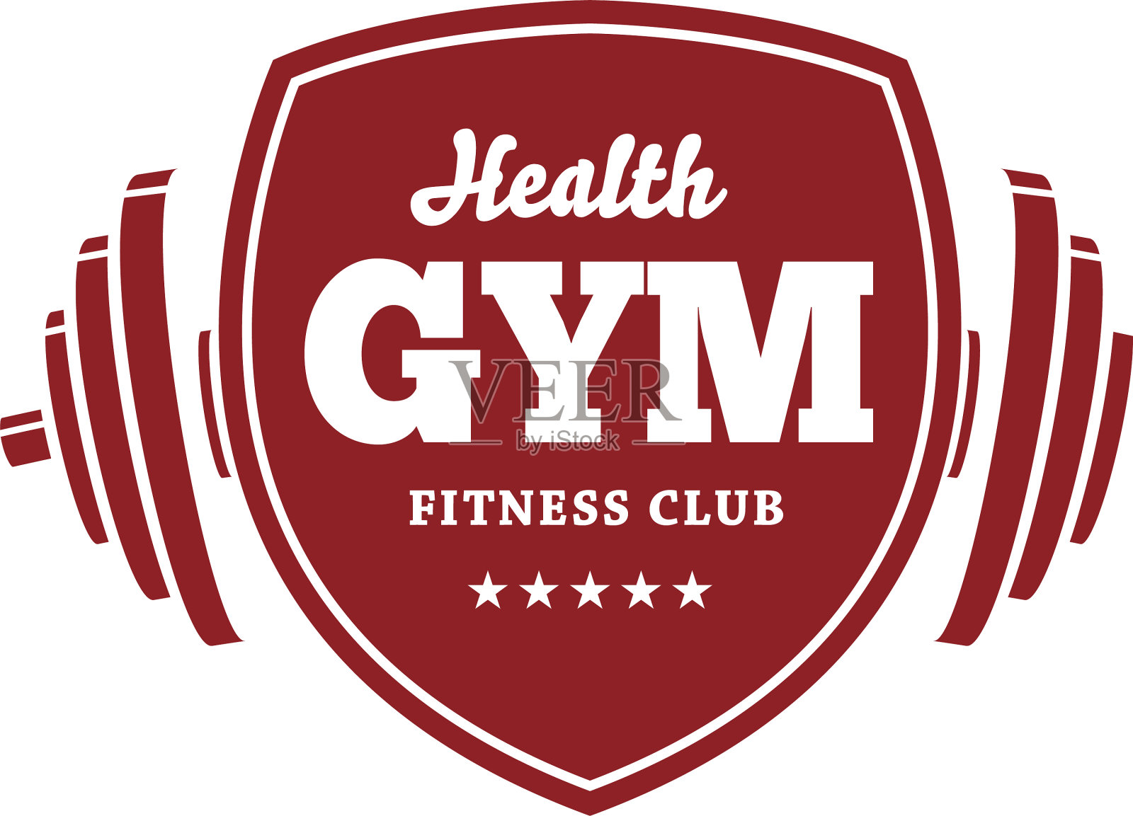 健身徽章与运动器材和人员设计元素图片