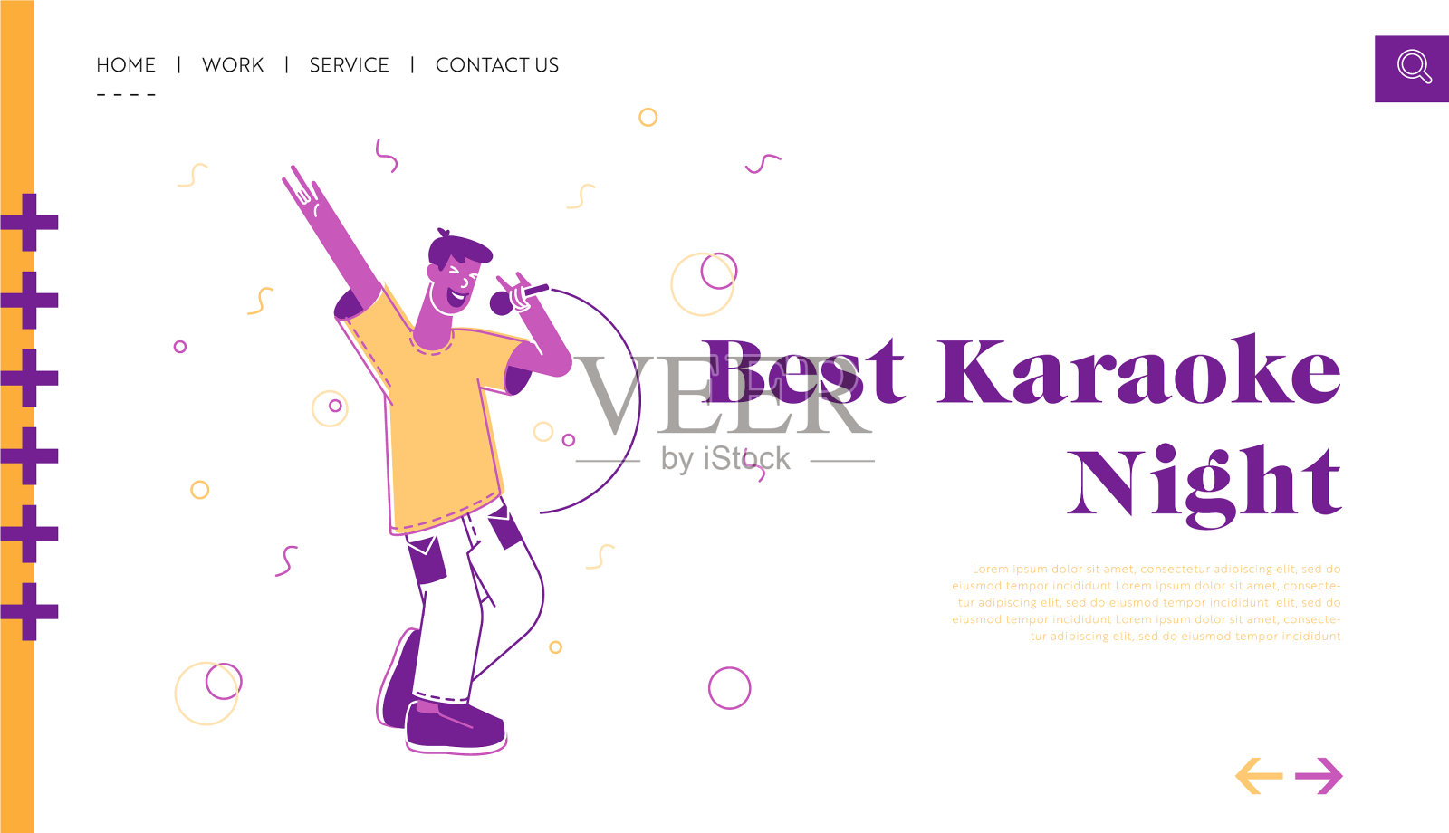 在卡拉ok酒吧唱歌的快乐男人插画图片素材