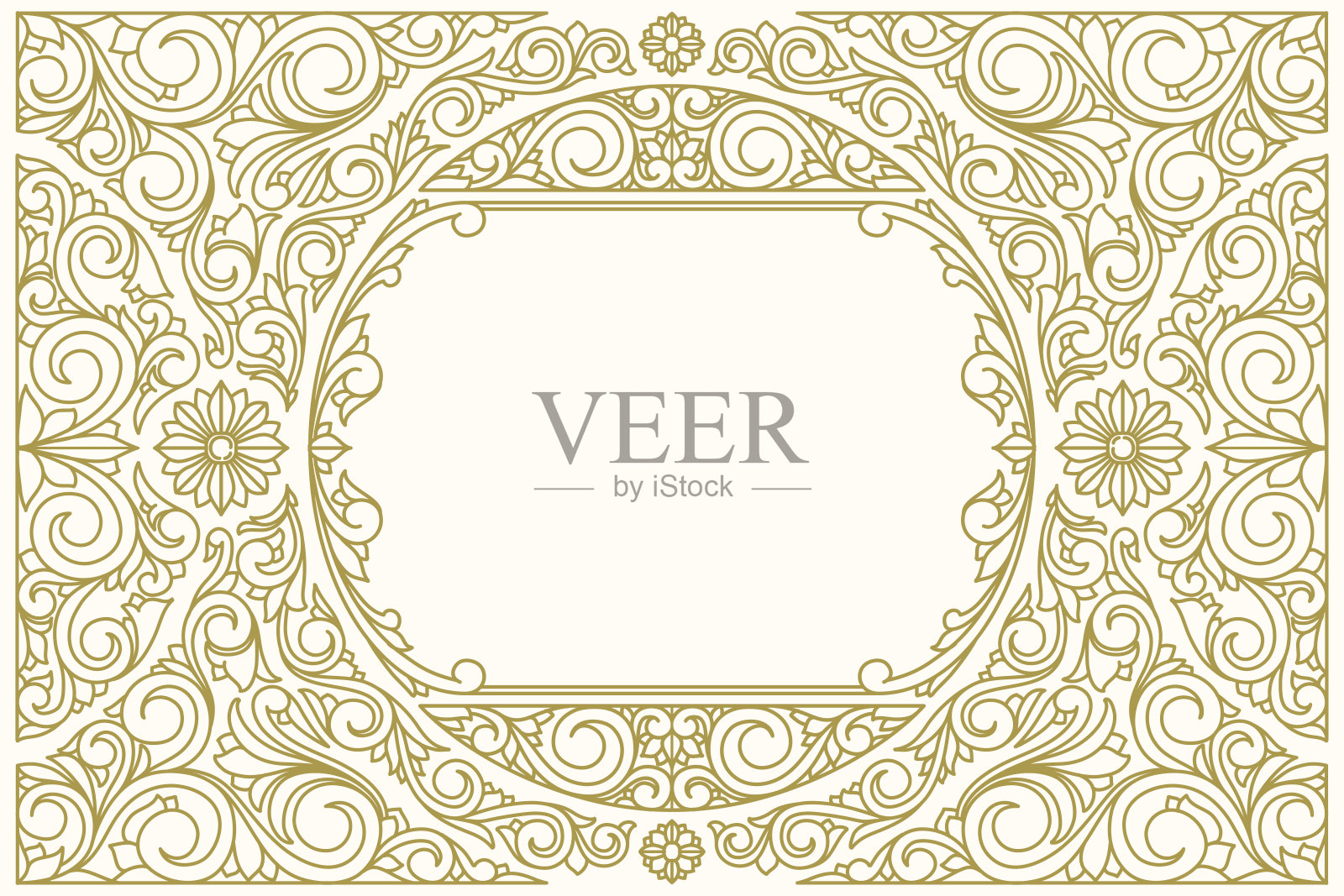 装饰华丽的单色复古设计卡插画图片素材