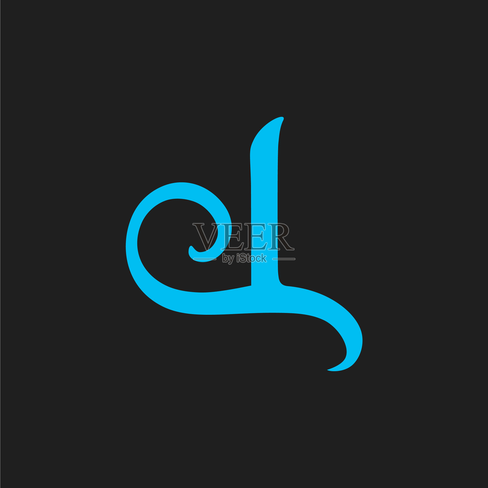 字母d蓝色波浪形标志插画图片素材