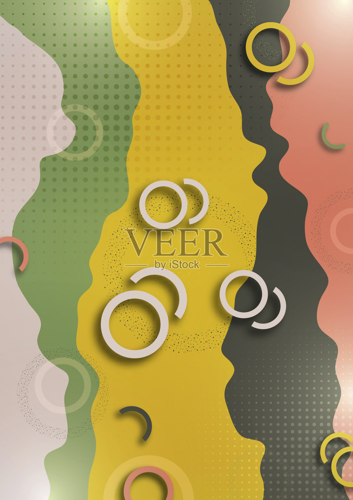 现代背景纹理几何图案的环和半色调的封面，小册子，海报，横幅的设计。模板为您的业务。向量插画图片素材