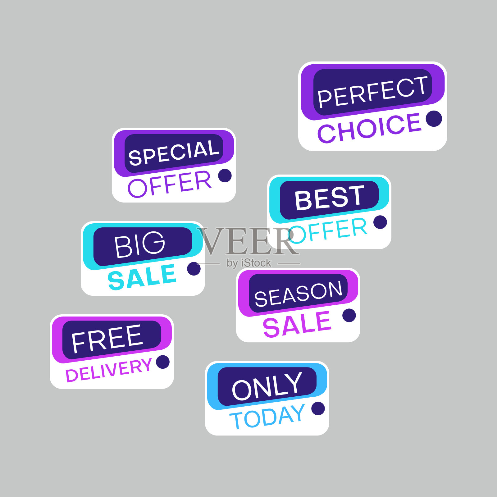 一套折扣标签。丰富多彩的易读的设计。设计元素图片