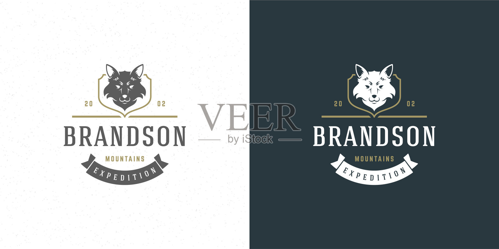 狐狸头徽章矢量插图剪影衬衫或印花邮票插画图片素材