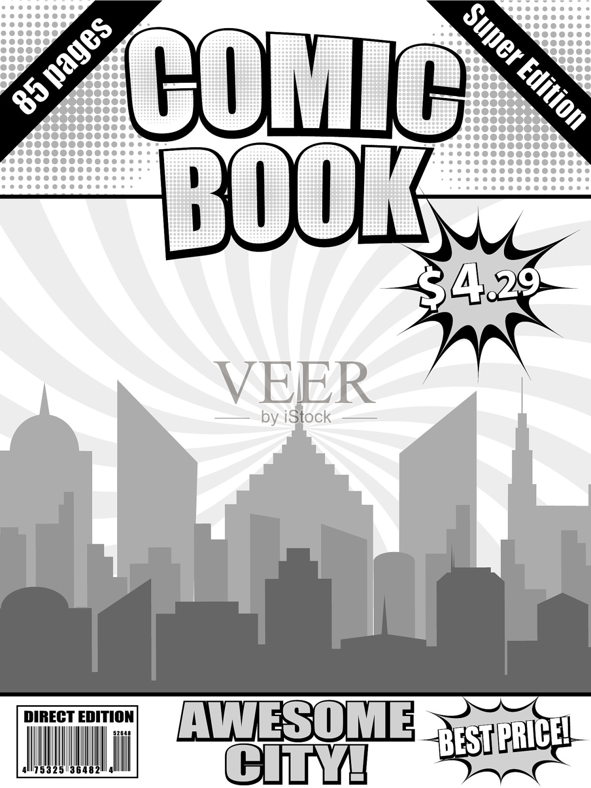 漫画书单色封面模板插画图片素材