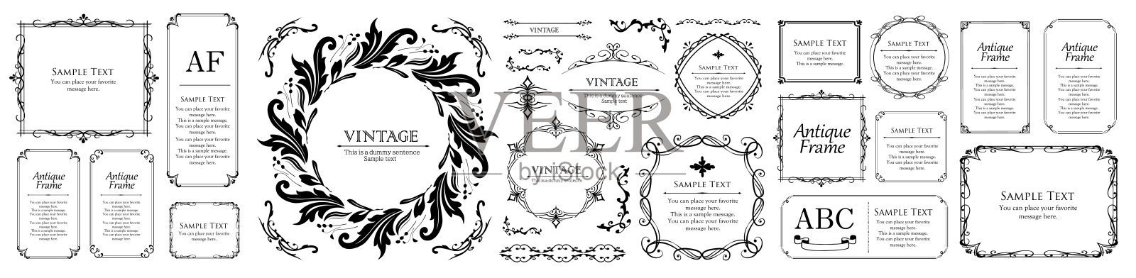 漂亮的复古框架设计。设计用装饰材料。它是一种能产生高度感和奢华感的材料。插画图片素材