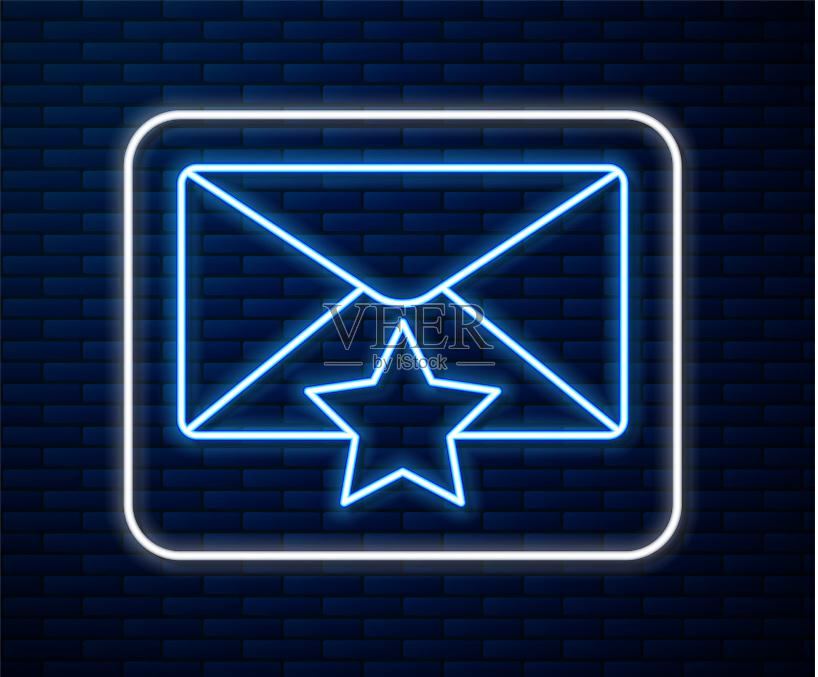 发光的霓虹灯线与星形图标隔离图标素材