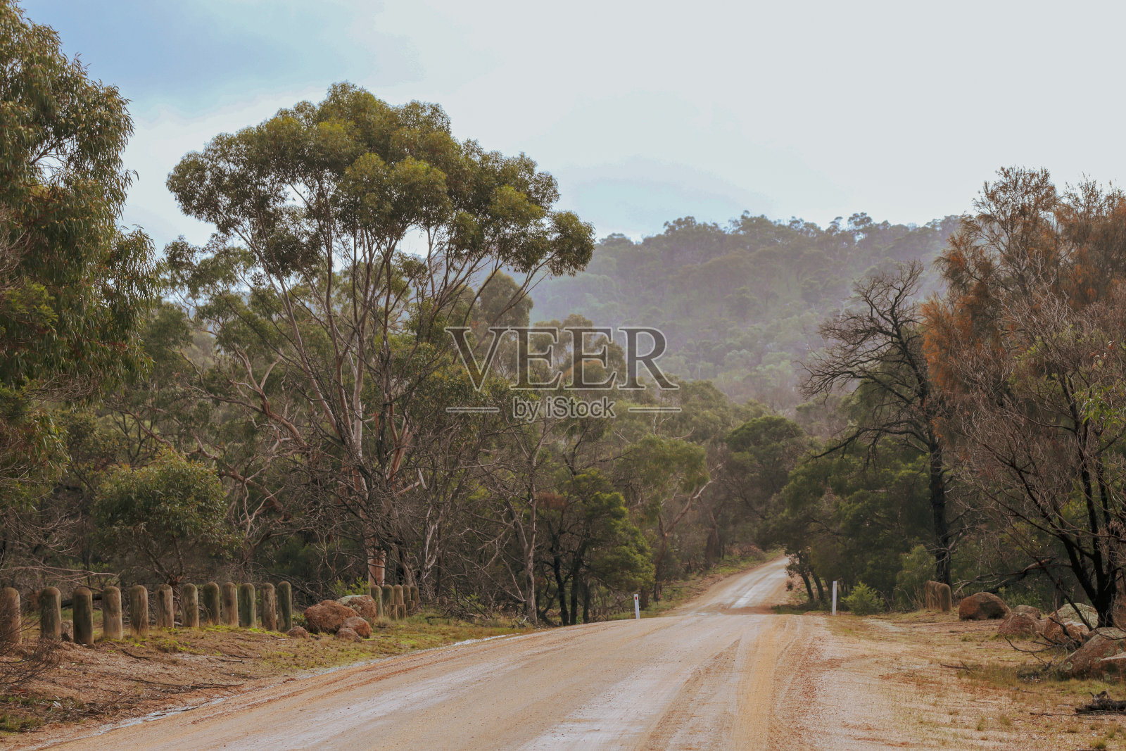 小雨在泥泞的路上穿过了你的阳关照片摄影图片