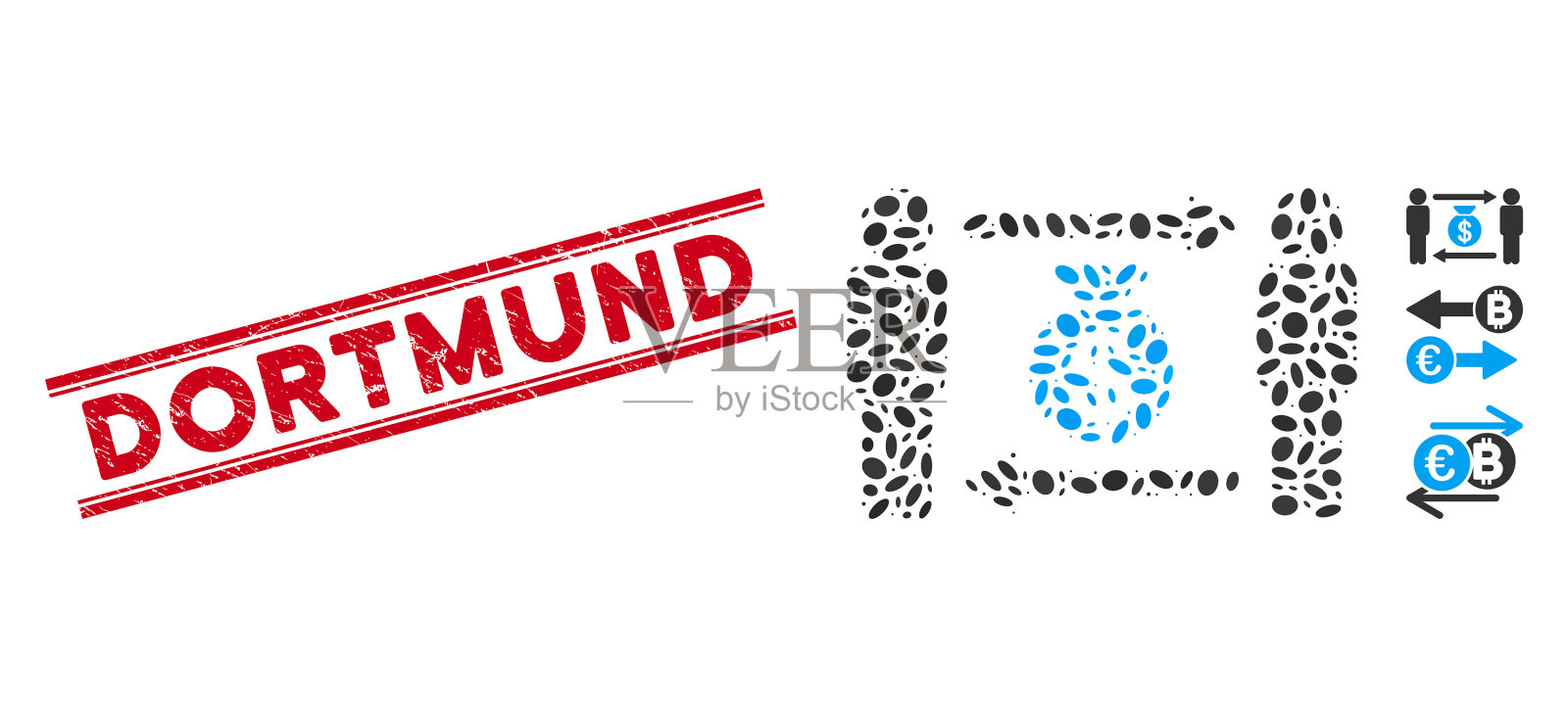 遇险多特蒙德线海豹和马赛克人员插画图片素材