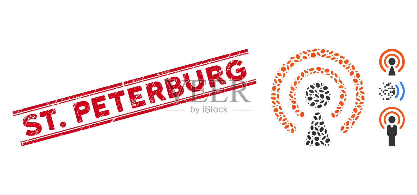 纹理圣彼得堡线邮票和拼贴新闻插画图片素材