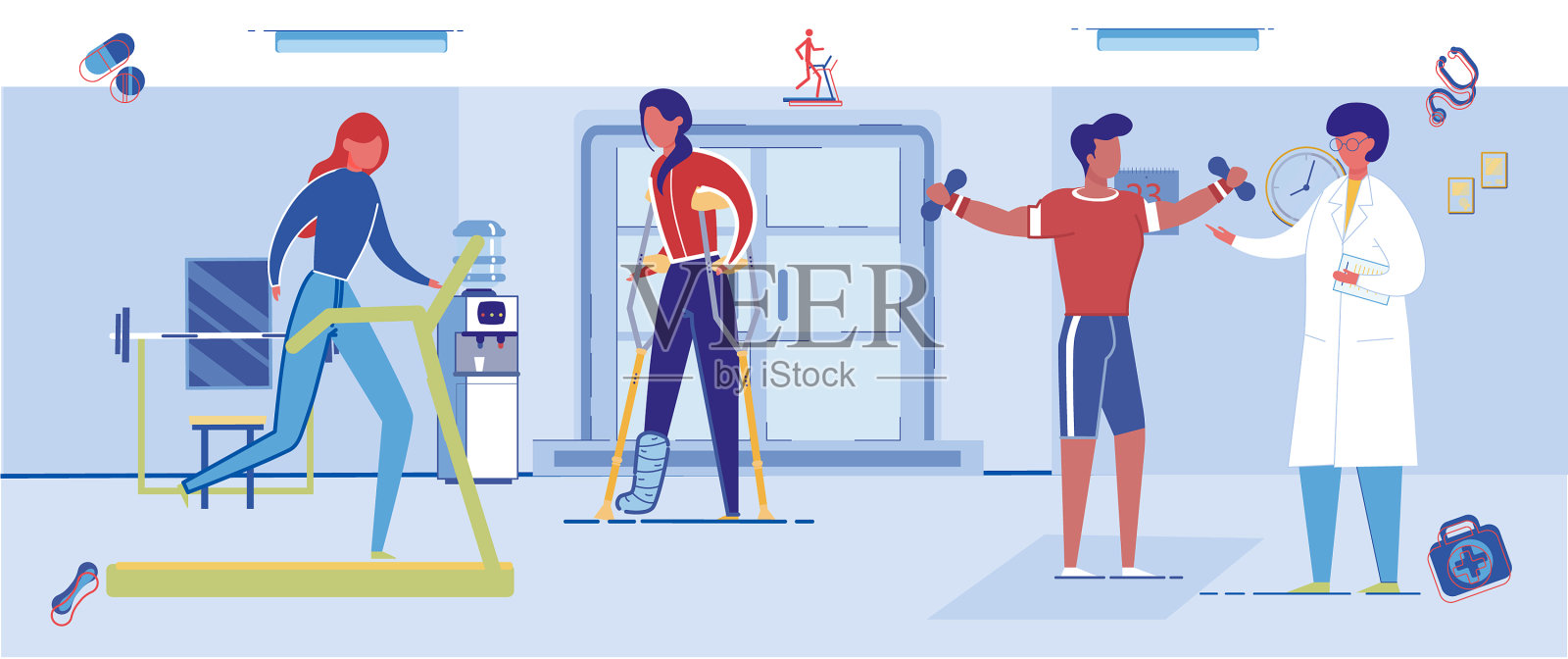 理疗康复馆有人插画图片素材