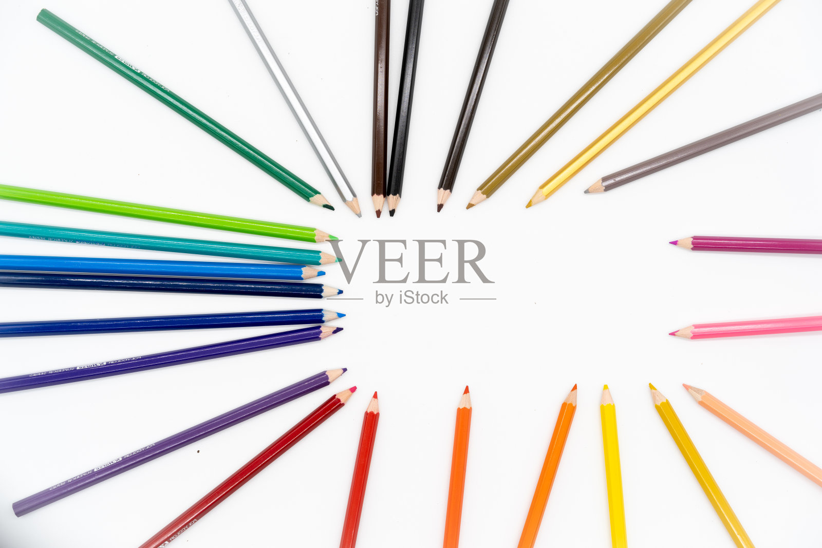 24种木质涂料铺在白色背景上，在中间留出一个矩形区域。照片摄影图片