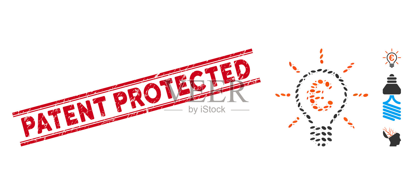 遇险专利保护线密封和拼贴插画图片素材