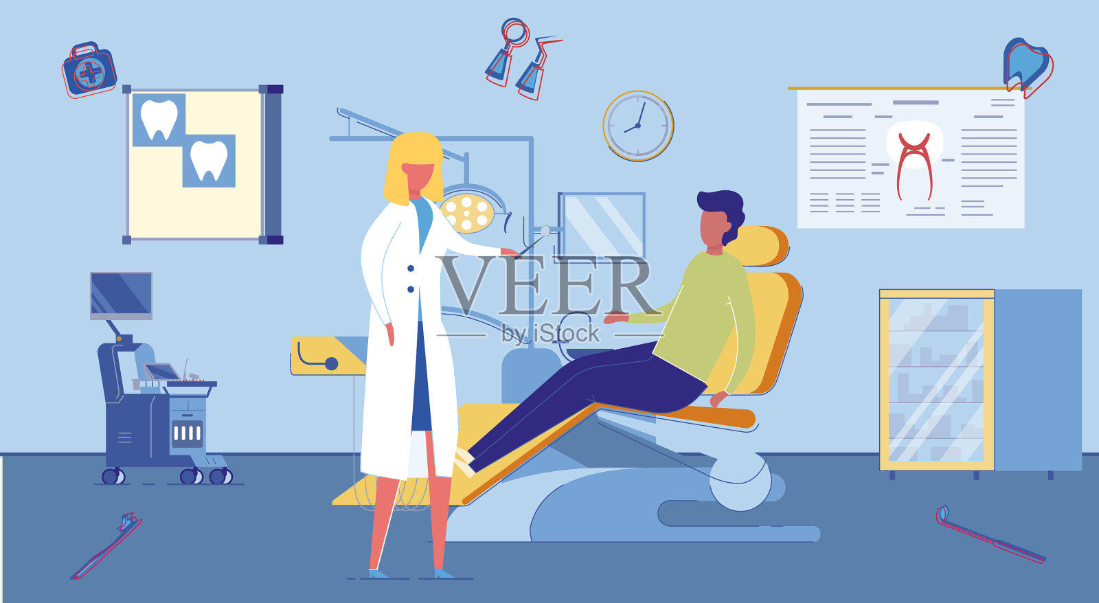 病人在诊所预约牙医插画图片素材