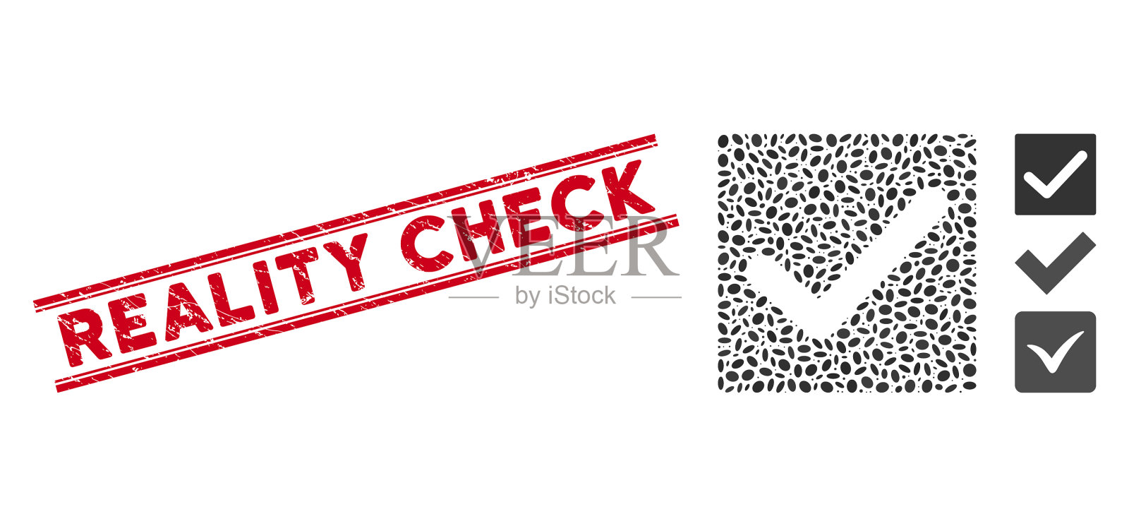 抓挠现实检查线密封与马赛克插画图片素材