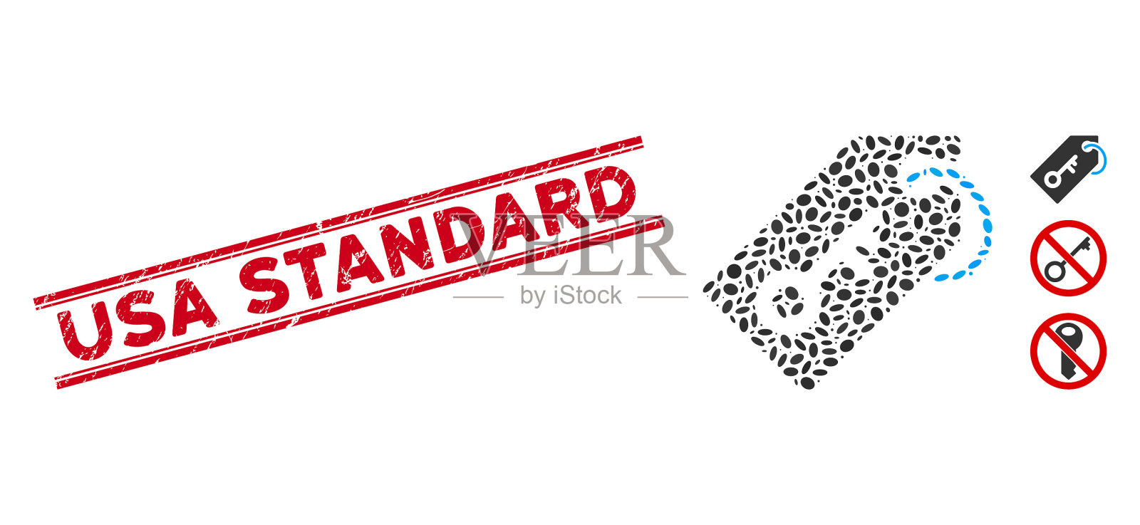 苦恼美国标准线邮票和马赛克键插画图片素材