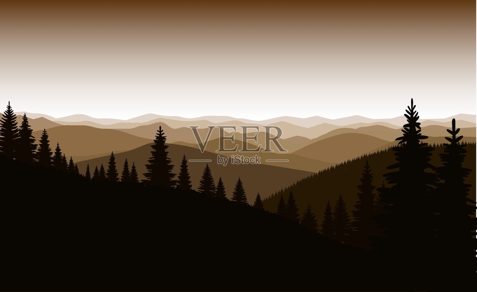 山的风景。插画图片素材