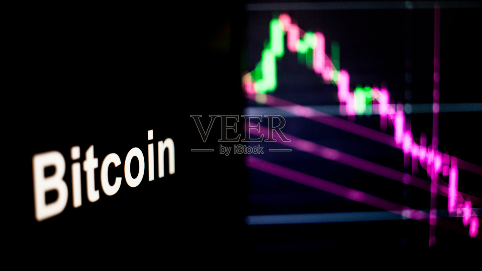 比特币Cryptocurrency令牌。加密货币交易所的行为、概念。现代金融技术。照片摄影图片