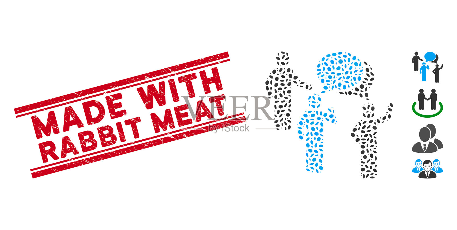 纹理制成的兔肉线密封和插画图片素材