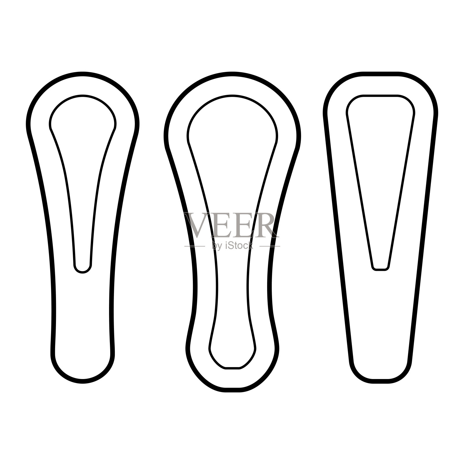 卫生巾轮廓图标。女性卫生毛巾。女性卫生巾。女性卫生矢量插图上的白色背景。设计元素图片