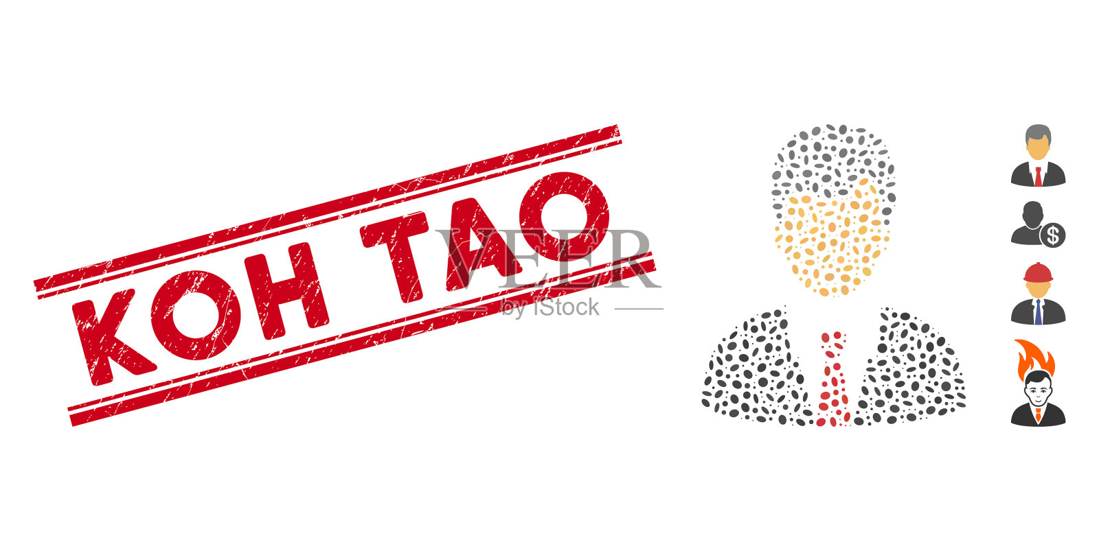 划道线印章和拼贴插画图片素材