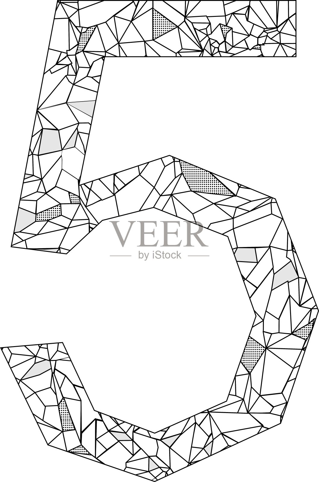 多边形五数插图曼荼罗着色插画图片素材