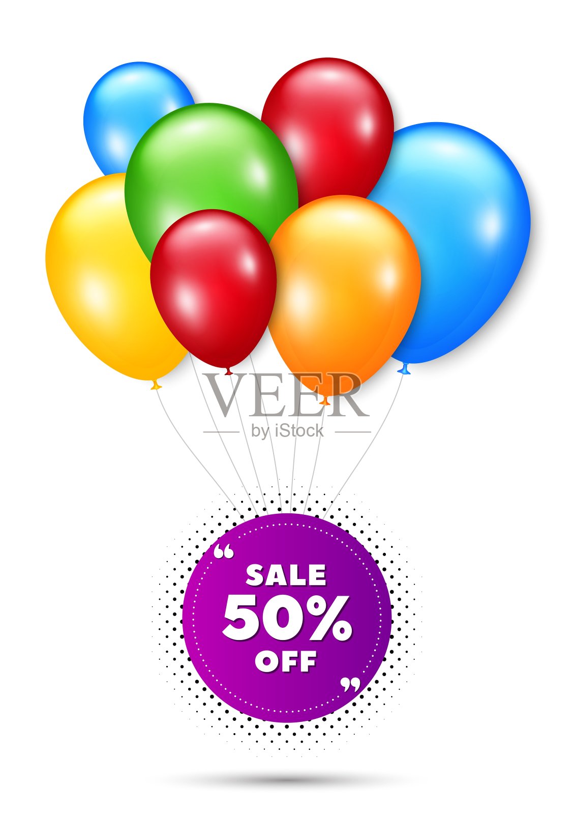 徽章五折优惠。折扣旗帜形状。向量设计元素图片