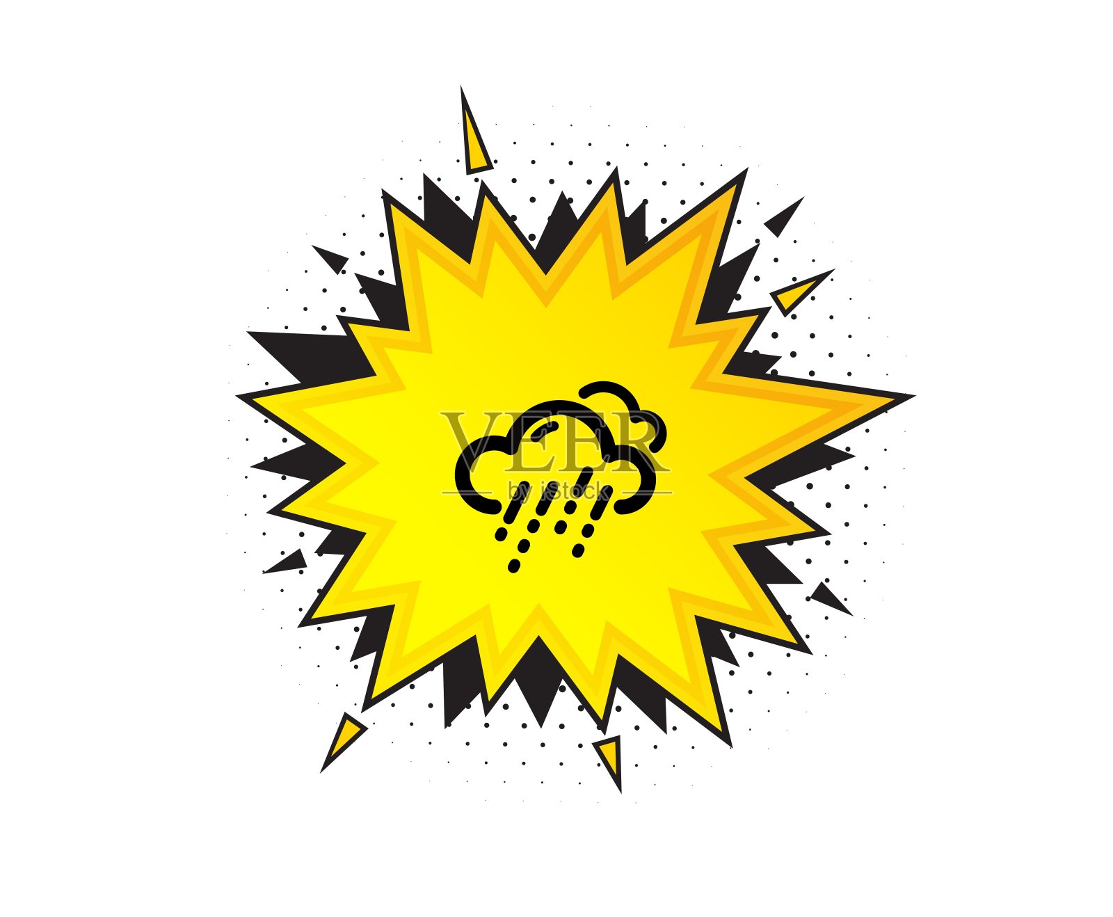 下雨天气预报图标。云与雨的标志。多云的天空。向量插画图片素材