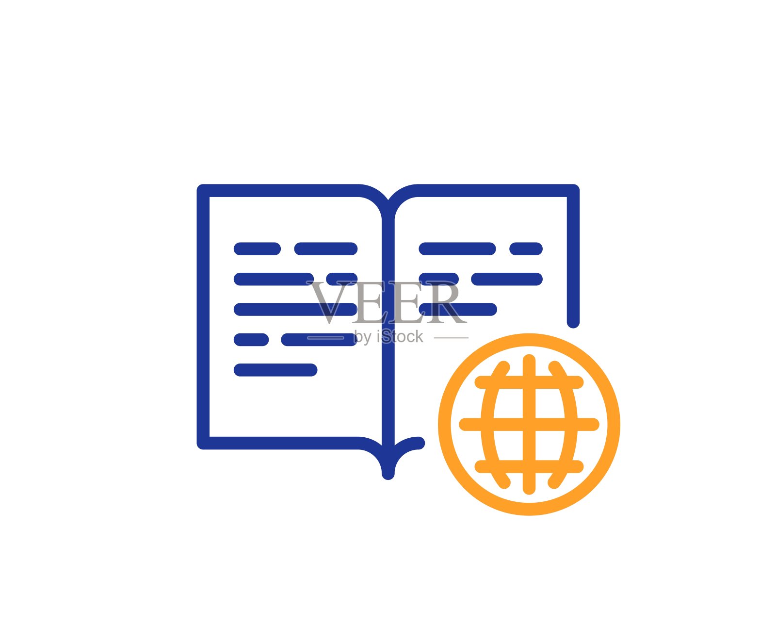 互联网图书线图标。Web文档的迹象。向量插画图片素材