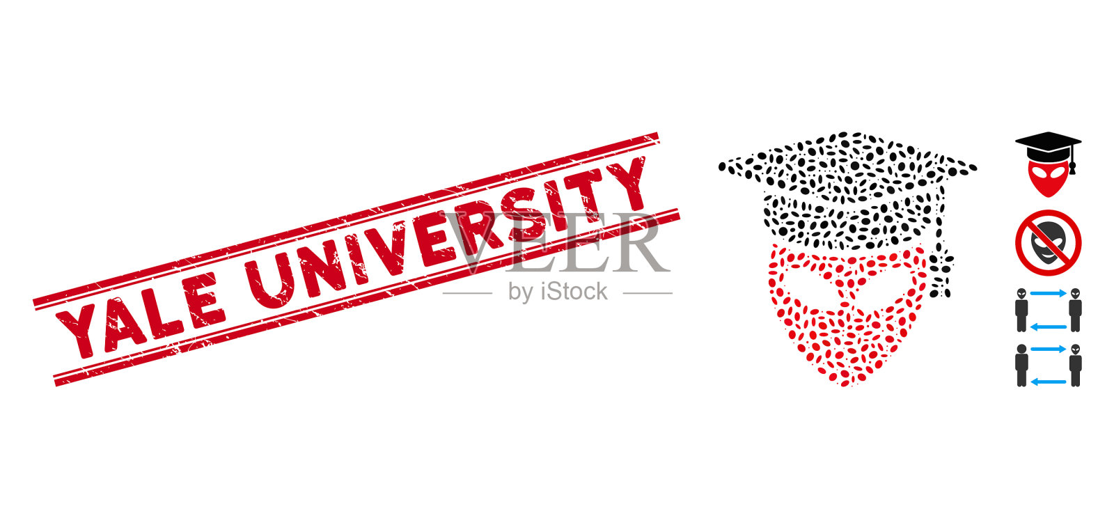 苦恼耶鲁大学线邮票与拼贴插画图片素材